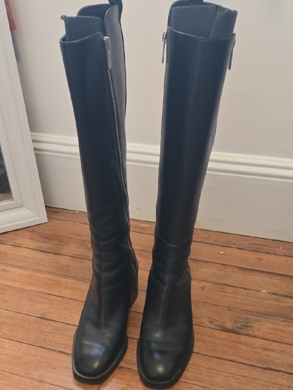 3.1 Phillip Lim Black Knee-High Leather Zipper Boots
